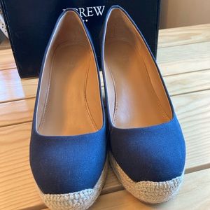 JCrew Navy Espadrille Wedges, Size 7